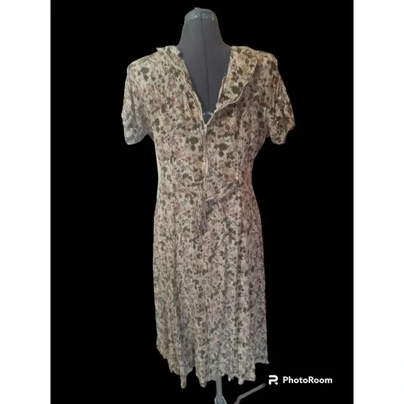 Marnie West vintage tan floral open front maxi dress, Size 9/10 - Picture 5 of 7